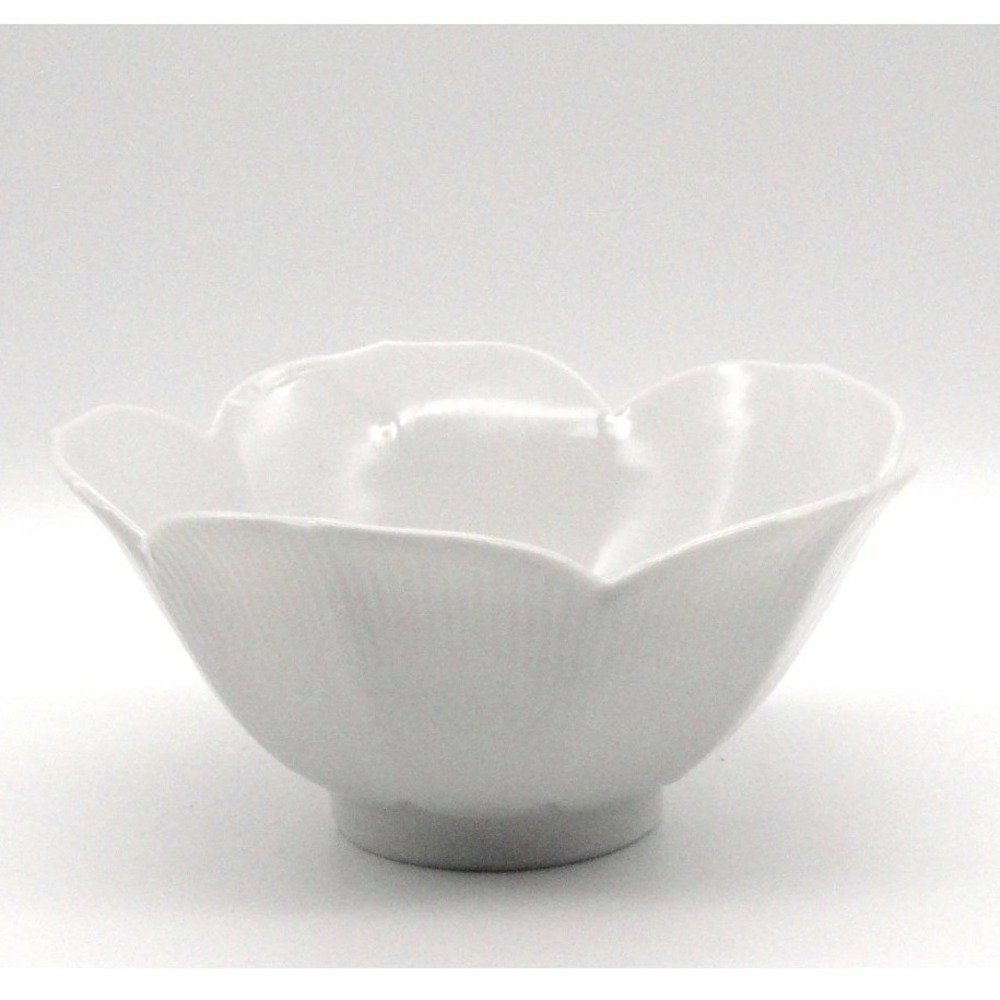 Vintage Japanese White Lotus Flower Rice Bowl